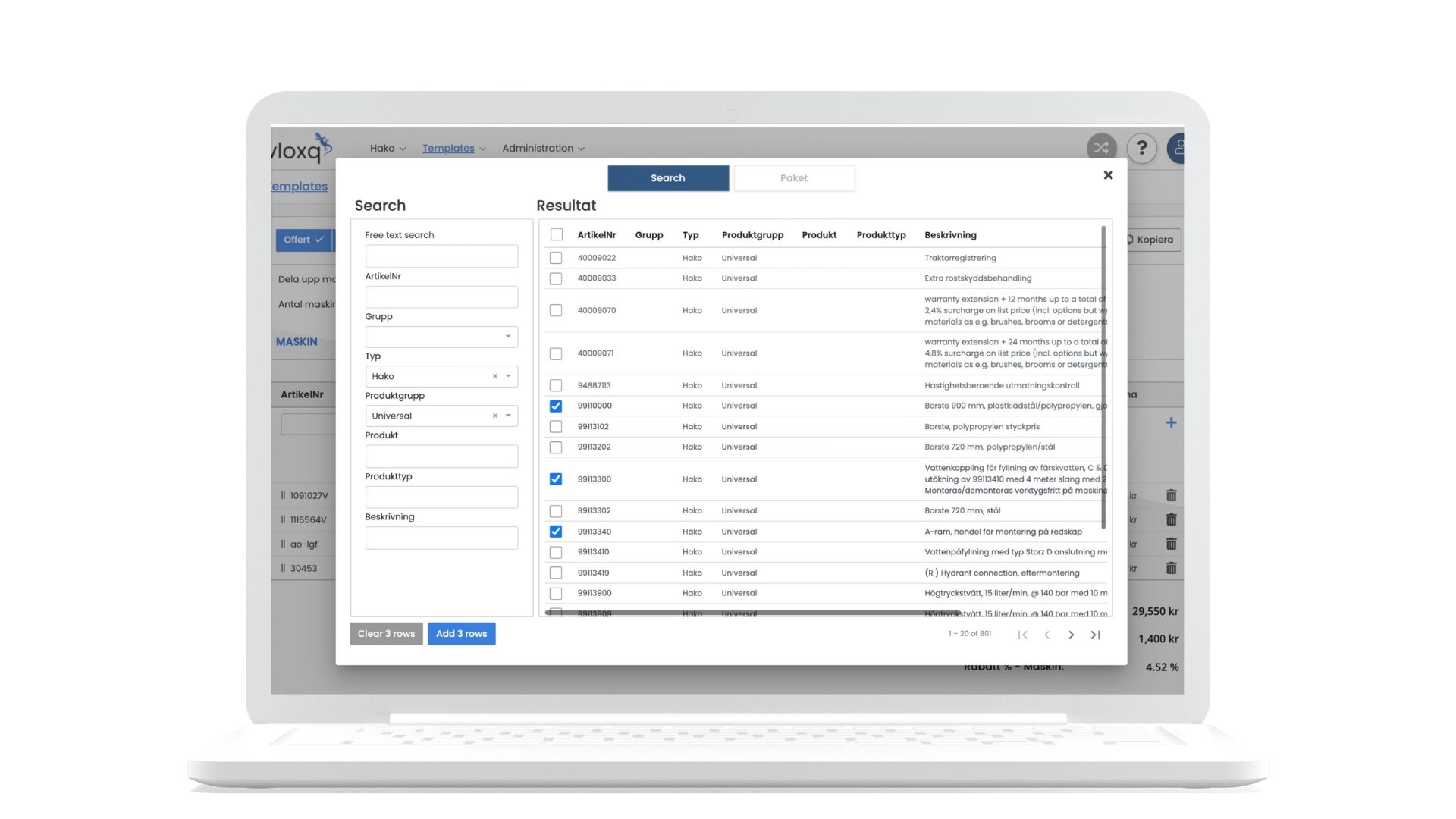 screenshot of vloxq CPQ